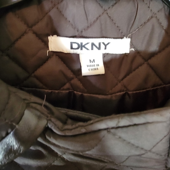Women's DKNY Quilted Puffer Jacket Coat size Medium Brown - Picture 4 of 9